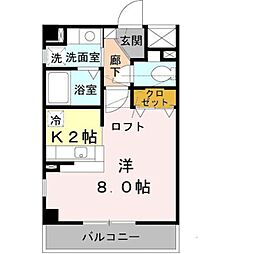 JR片町線(学研都市線) 徳庵駅 徒歩8分の賃貸マンション 3階1Kの間取り