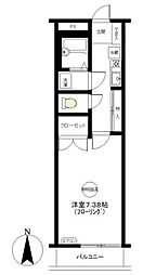 パルク花水木 2階1Kの間取り