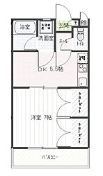 戸田パークヒルズ 2階1DKの間取り