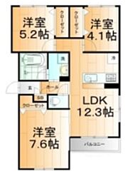 トレ・アルコバレーノ中央 3階3LDKの間取り