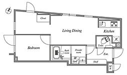 GRAN PASEO 碑文谷 North 1階1LDKの間取り