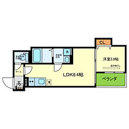レジーナ寝屋川 1LDKの間取図画像