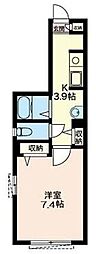 ルーム335 1Kの間取図画像