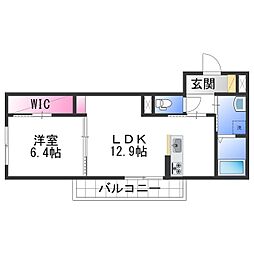 ベレオ寺町通り 1階1LDKの間取り