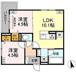 板橋区高島平2丁目PJ 3階2LDKの間取り