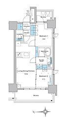 ルフォンプログレ門前仲町プレミア 8階2LDKの間取り