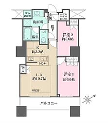 ザ・パークハウス西新宿タワー60 2LDKの間取図画像