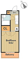 シルキー吉美A棟 1Kの間取図画像