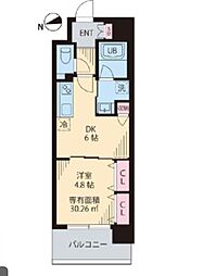 ルカナル門前仲町 1DKの間取図画像