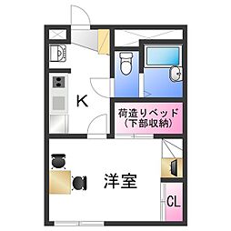 レオパレスUNI 1階1Kの間取り