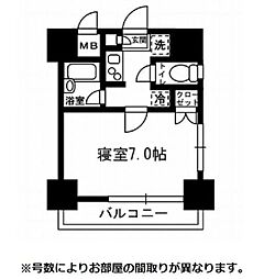 レジディア月島3 1Kの間取図画像