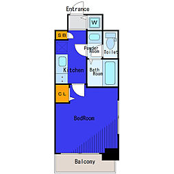 JR山手線 五反田駅 徒歩5分の賃貸マンション 12階1Kの間取り