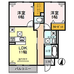 アリア 2LDKの間取図画像