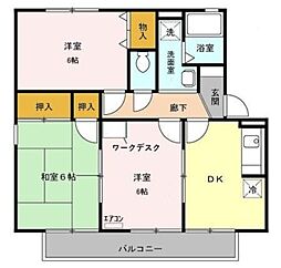 第三スカイマンション 2階3DKの間取り