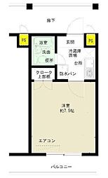 清水学生会館A館 1階1Kの間取り