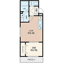 AJ南柏south3 1LDKの間取図画像