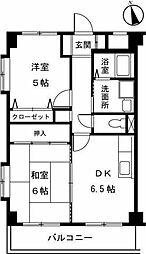 アーバンクレールソシア 2DKの間取図画像