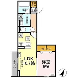 D-asset矢崎町 1LDKの間取図画像