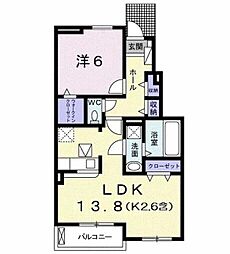 カーサミニヨン2 1LDKの間取図画像