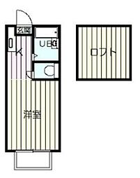リーガル武蔵関 2階ワンルームの間取り