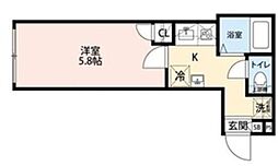 グランクオール中村橋 2階1Kの間取り