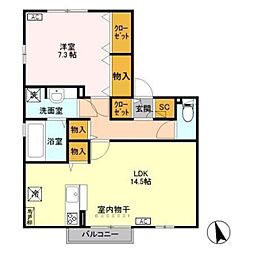 ルナコート 1LDKの間取図画像