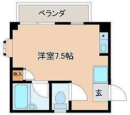 第1荒井マンション 1階ワンルームの間取り