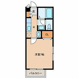 メゾン プランドール 1階1Kの間取り