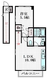 カーサマナ 2階1LDKの間取り