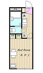 レオパレスパーシモン 1Kの間取図画像