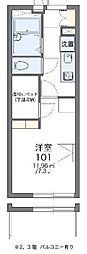 レオパレスリバーサイド天神 1Kの間取図画像