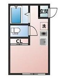 プランドールZAIZEN潮田 2階ワンルームの間取り