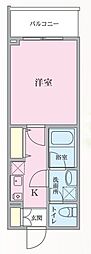 プライマル西大井グリーン 2階1Kの間取り