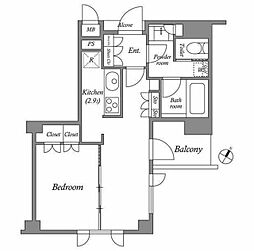 プラチナコート広尾 4階1LDKの間取り