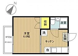 ベルゾーネ永和 1Kの間取図画像