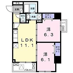 アンジュ 6階2LDKの間取り