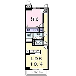 ラフィネリヴィエール 1LDKの間取図画像