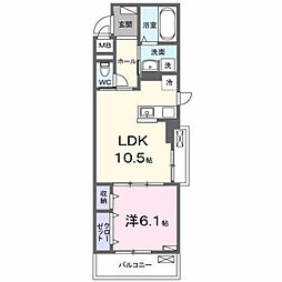 ベル ブライト 1LDKの間取図画像