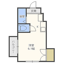 MRハイツ ワンルームの間取図画像