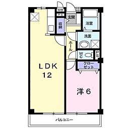 ベル・コーポ・デヌシA棟 1LDKの間取図画像