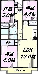 カサベルデヴィラ 3LDKの間取図画像