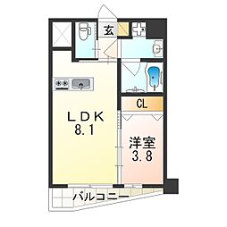 エステート御幣島 1LDKの間取図画像