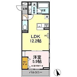 ウェルデンス戸塚B 1LDKの間取図画像