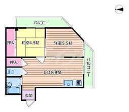 ハイツ南ながら 2LDKの間取図画像