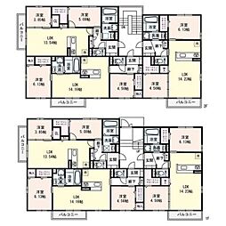 エーデル自由丘III 2階2LDKの間取り