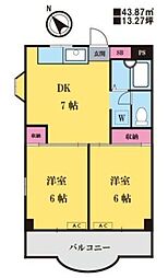 ローヤル・ビュー 1階2DKの間取り