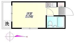 パークアベニュー紅葉ヶ丘 2階ワンルームの間取り