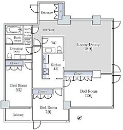 クエストコート原宿 310 2階3LDKの間取り
