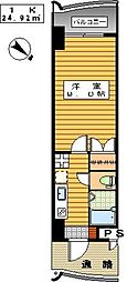 ロイヤル日赤通80 1Kの間取図画像