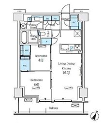 ロイヤルパークス赤羽ノース 4階2LDKの間取り